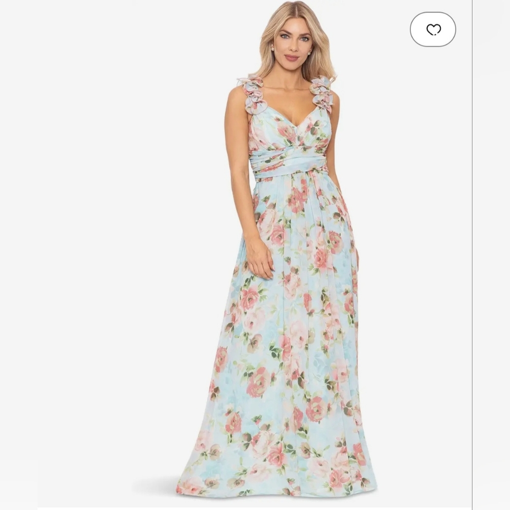 Betsy & Adam Long Wrap Floral Wrap Dress